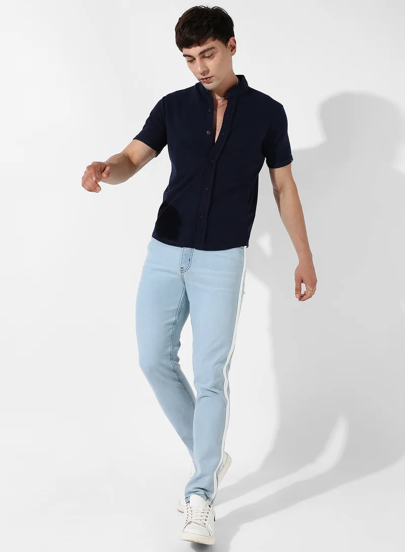 CAHOOT  Men's Black Solid Button Up Regular Fit Shirt For Casual Wear | Cotton Mandarin Collar Shirt Crafted With Regular Sleeve, Comfort Fit & High-Performance For Everyday Wear for Men | Best Price UAE